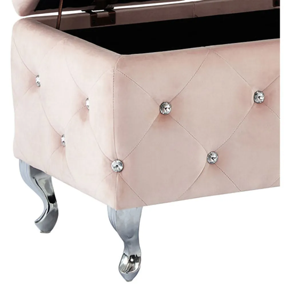 Monique Rectangular Contemporary Polyester Storage Ottoman - Blush Pink