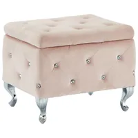 Monique Square Contemporary Polyester Storage Ottoman - Blush Pink