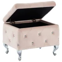 Monique Square Contemporary Polyester Storage Ottoman - Blush Pink