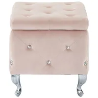 Monique Square Contemporary Polyester Storage Ottoman - Blush Pink