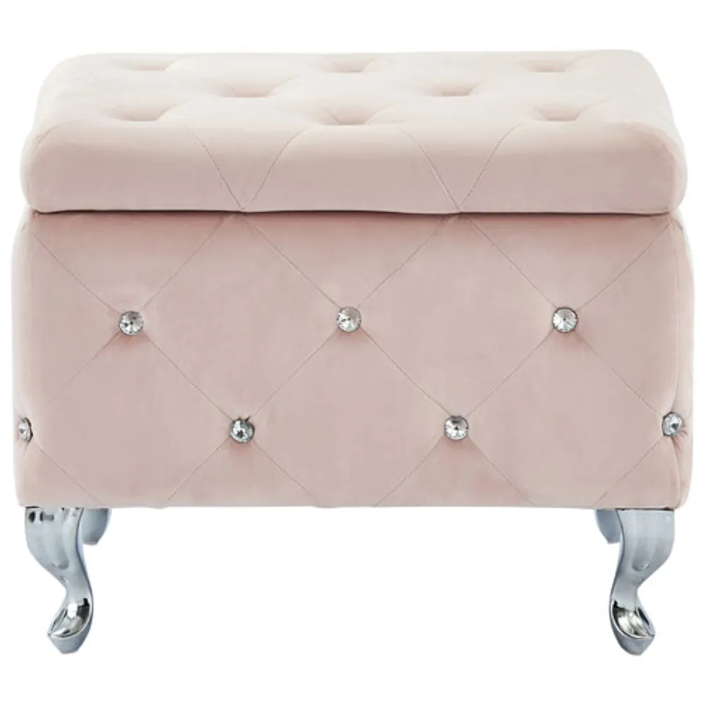 Monique Square Contemporary Polyester Storage Ottoman - Blush Pink