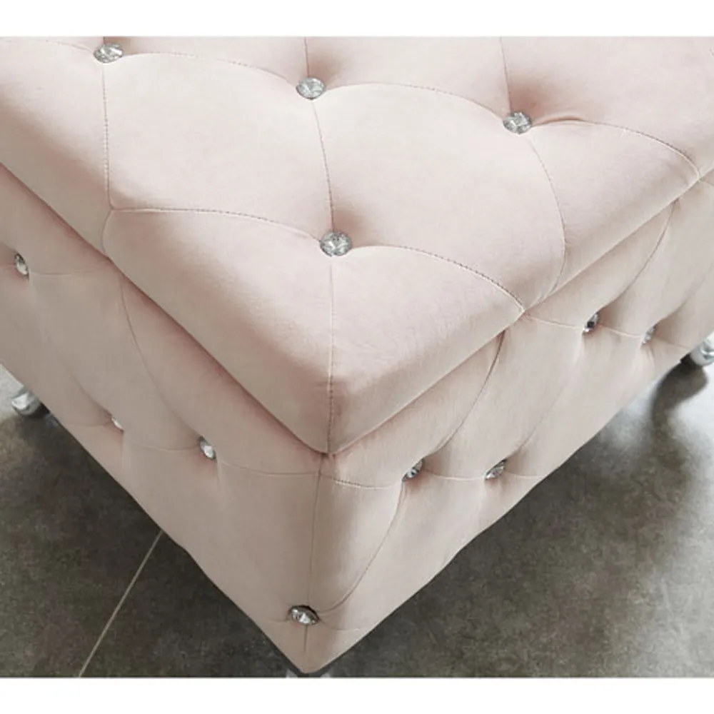 Monique Square Contemporary Polyester Storage Ottoman - Blush Pink