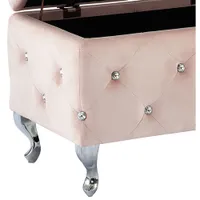 Monique Square Contemporary Polyester Storage Ottoman - Blush Pink