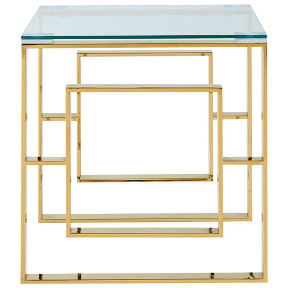 Eros Contemporary Square Accent Table - Gold