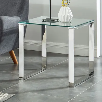 Zevon Contemporary Square Accent Table - Silver