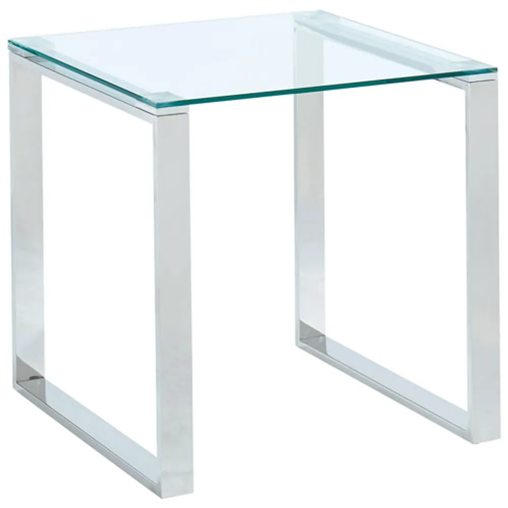 Zevon Contemporary Square Accent Table - Silver