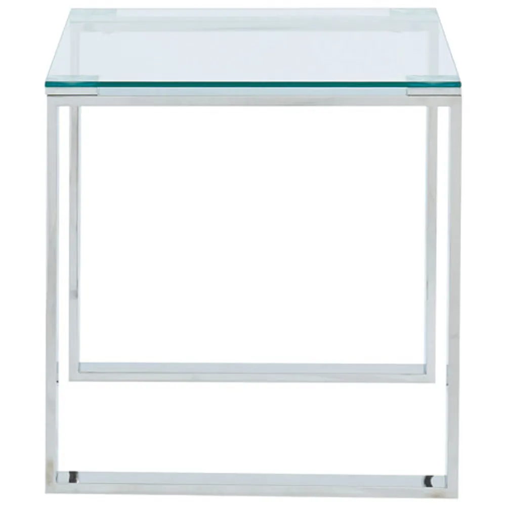 Zevon Contemporary Square Accent Table - Silver