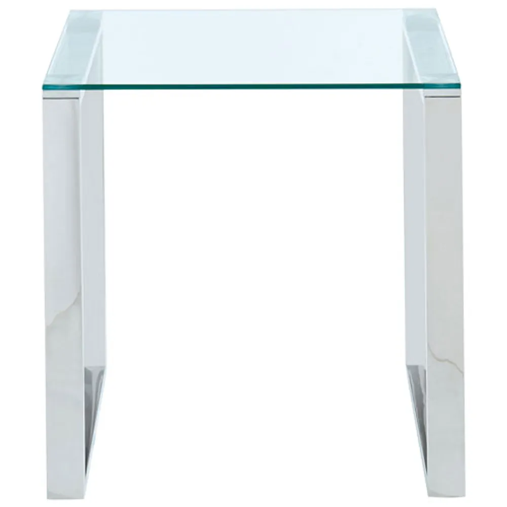 Zevon Contemporary Square Accent Table - Silver