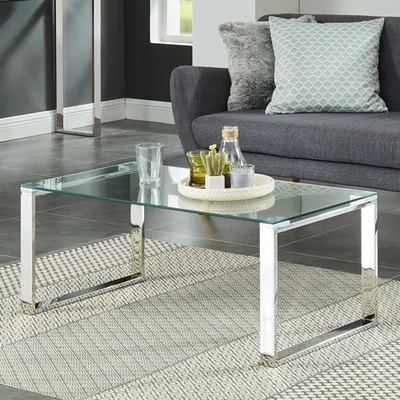 Zevon Contemporary Rectangular Coffee Table - Silver