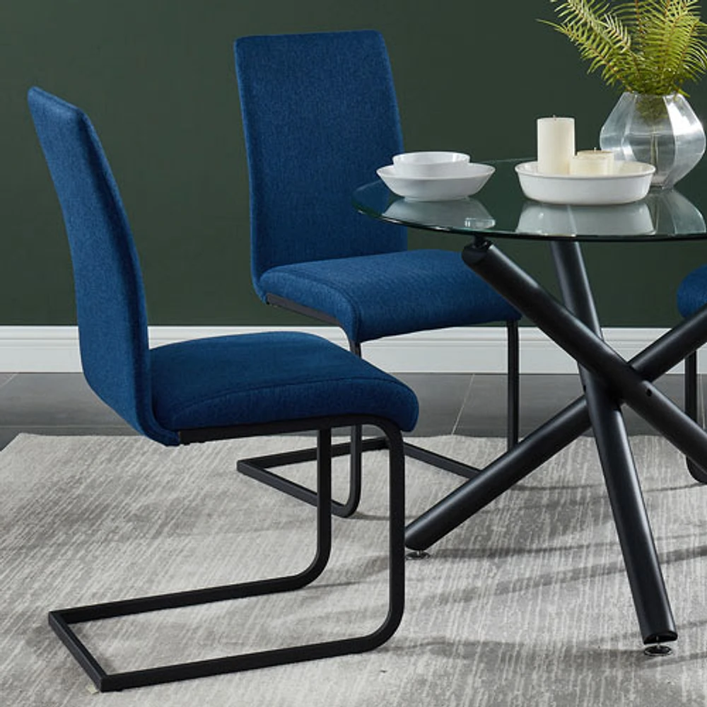 Vespa Contemporary Fabric Dining Chair - Set of 2 - Blue