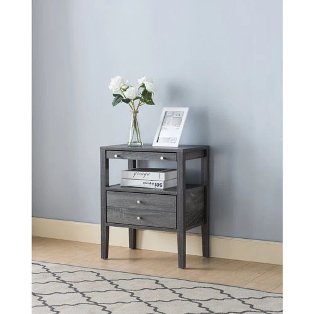 Brassex Modern 2-Shelf 1-Drawer Accent Table - Grey