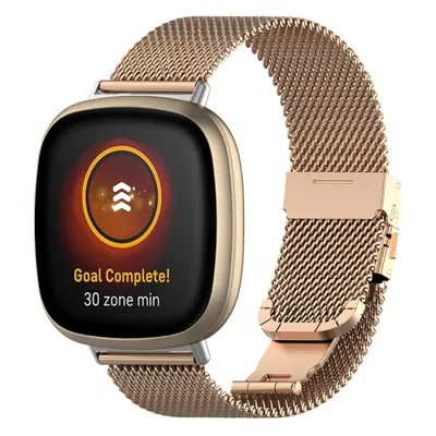 StrapsCo Stainless Steel Milanese Mesh Watch Band Strap for Fitbit Versa 3 - Rose Gold