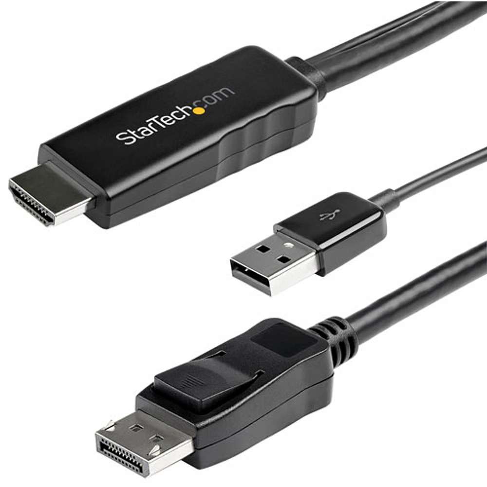 StarTech 2m (6.56 ft.) 4K HDMI to DisplayPort Cable with USB Power (HD2DPMM2M)