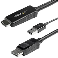 StarTech 2m (6.56 ft.) 4K HDMI to DisplayPort Cable with USB Power (HD2DPMM2M)