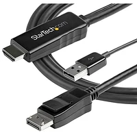 StarTech 2m (6.56 ft.) 4K HDMI to DisplayPort Cable with USB Power (HD2DPMM2M)