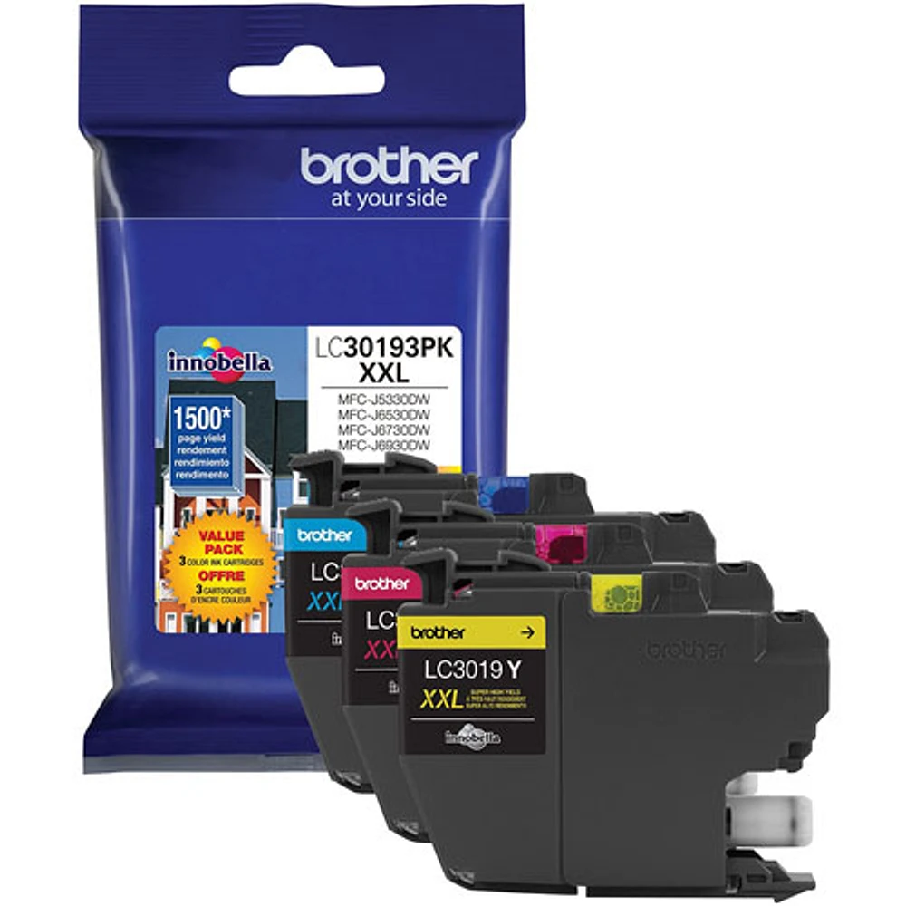 Cartouche d'encre couleur de Brother (LC30193PKS) - Paquet de 3