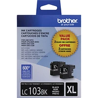 Cartouche d'encre noire de Brother (LC103-2PKS) - Paquet de 2