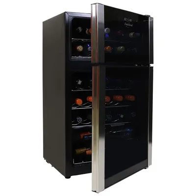Koolatron 29-Bottle Freestanding Dual Temperature Zone Wine Cellar (WC29) - Black/Stainless Steel