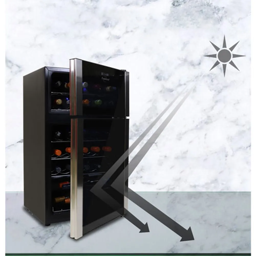 Koolatron 29-Bottle Freestanding Dual Temperature Zone Wine Cellar (WC29) - Black/Stainless Steel