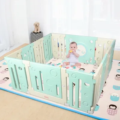 14 Pannel Baby Playpen Sturdy Play Yard Kids Safety Gate Activity Centre For Living Room House