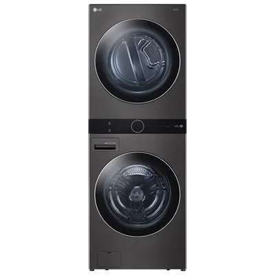 LG WashTower 5.2 Cu. Ft. HE Steam Washer & 7.4 Cu. Ft. Dryer Laundry Centre (WKEX200HBA) - Black Stainless