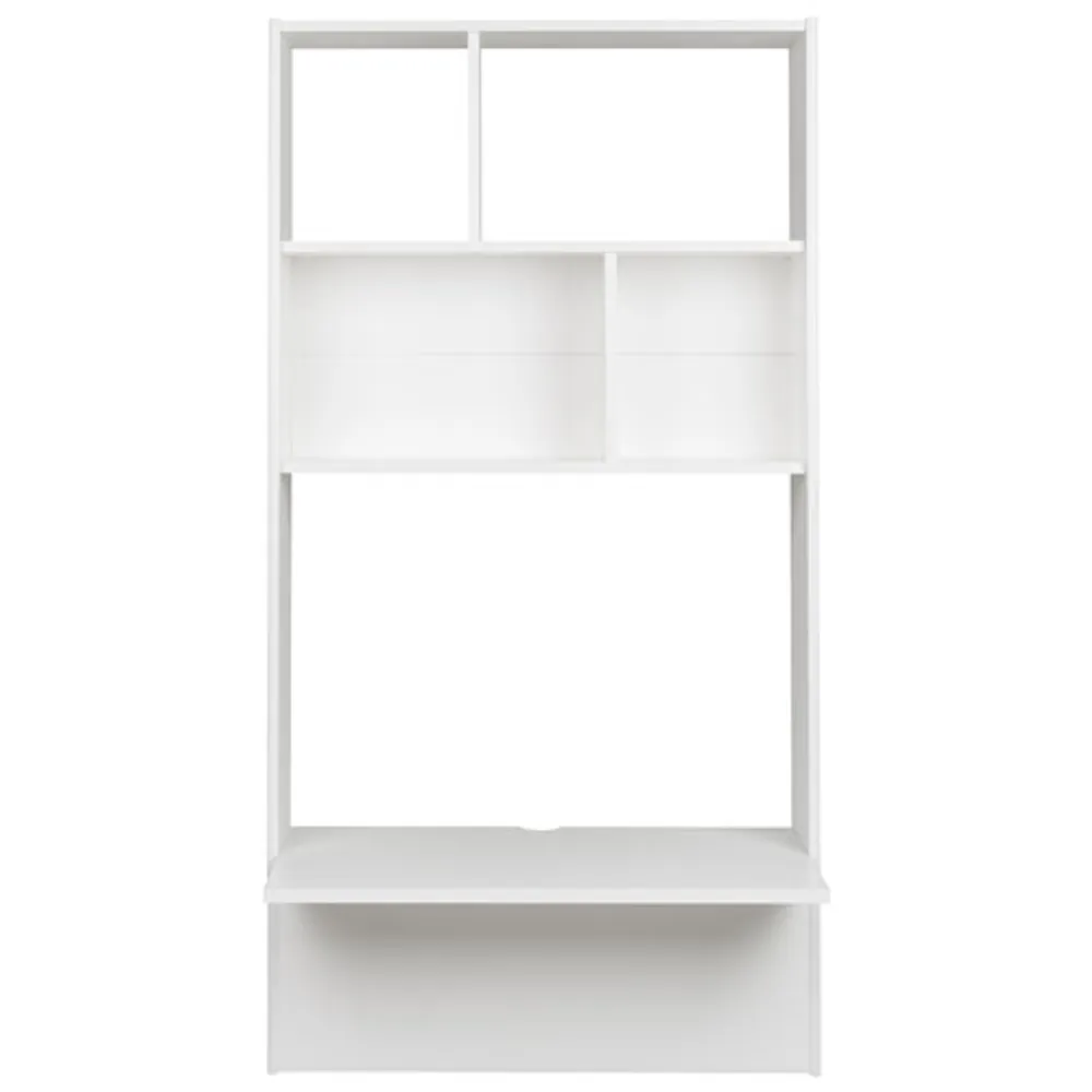 Prepac Tall Modern 30.75"W Floating Desk with Shelves - White