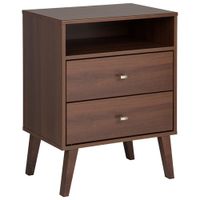 Milo Mid-Century Modern 2-Drawer Nightstand - Cherry