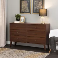 Milo Mid-Century Modern 6-Drawer Dresser - Cherry