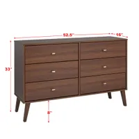 Milo Mid-Century Modern 6-Drawer Dresser - Cherry