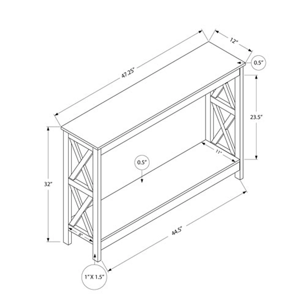 Monarch Transitional Rectangular Console Table with 1 Shelf