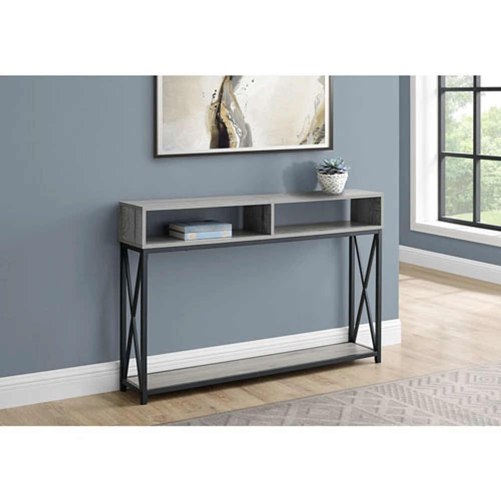 Monarch Contemporary Rectangular Console Table with 3 Shelves