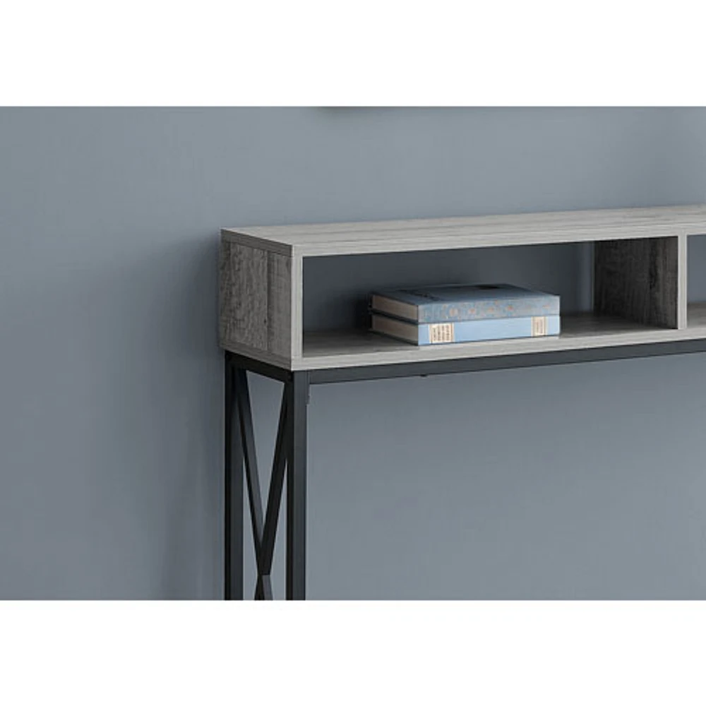 Monarch Contemporary Rectangular Console Table with 3 Shelves