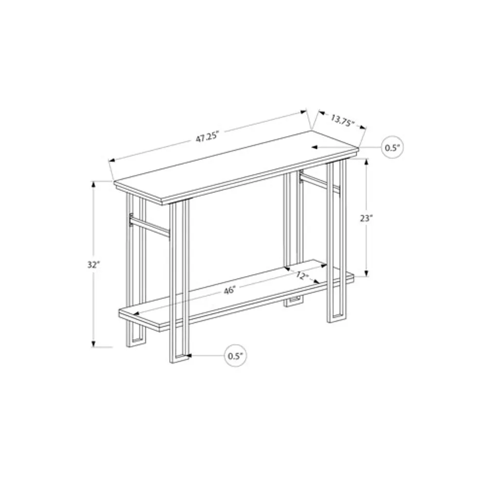 Table d'applique rectangulaire contemporaine avec 1 tablette de Monarch