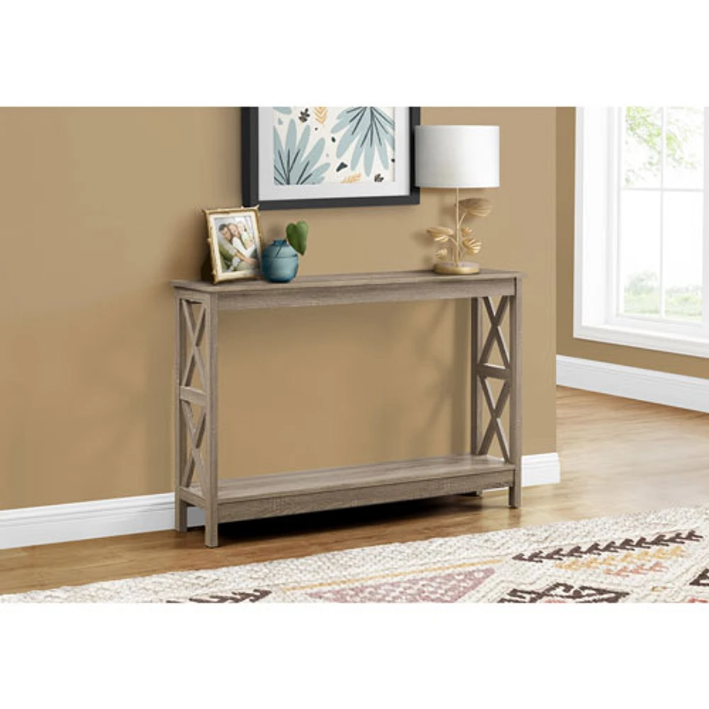 Monarch Transitional Rectangular Console Table with 1 Shelf - Dark Taupe