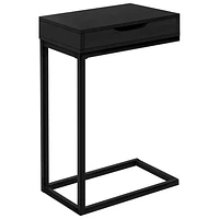 Monarch C-Shape Contemporary Rectangular Accent Table - Black