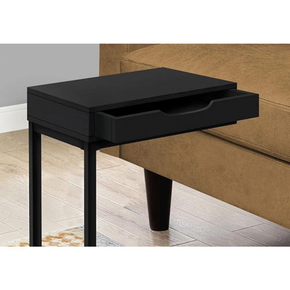 Monarch C-Shape Contemporary Rectangular Accent Table - Black