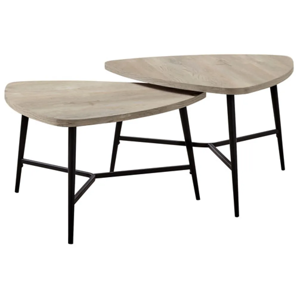 Ensemble de 2 tables gigognes triangulaires contemporaines de Monarch - Taupe/Noir