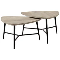 Monarch Contemporary Triangular 2-Piece Nesting Table Set - Taupe/Black