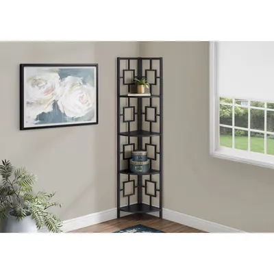 Monarch 62" 4-Shelf Metal Corner Etagere Bookcase