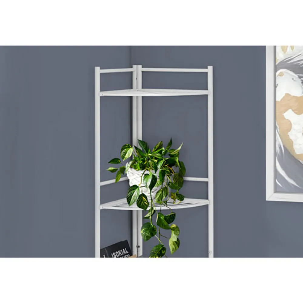 Monarch 58" 4-Shelf Metal Corner Bookcase - White