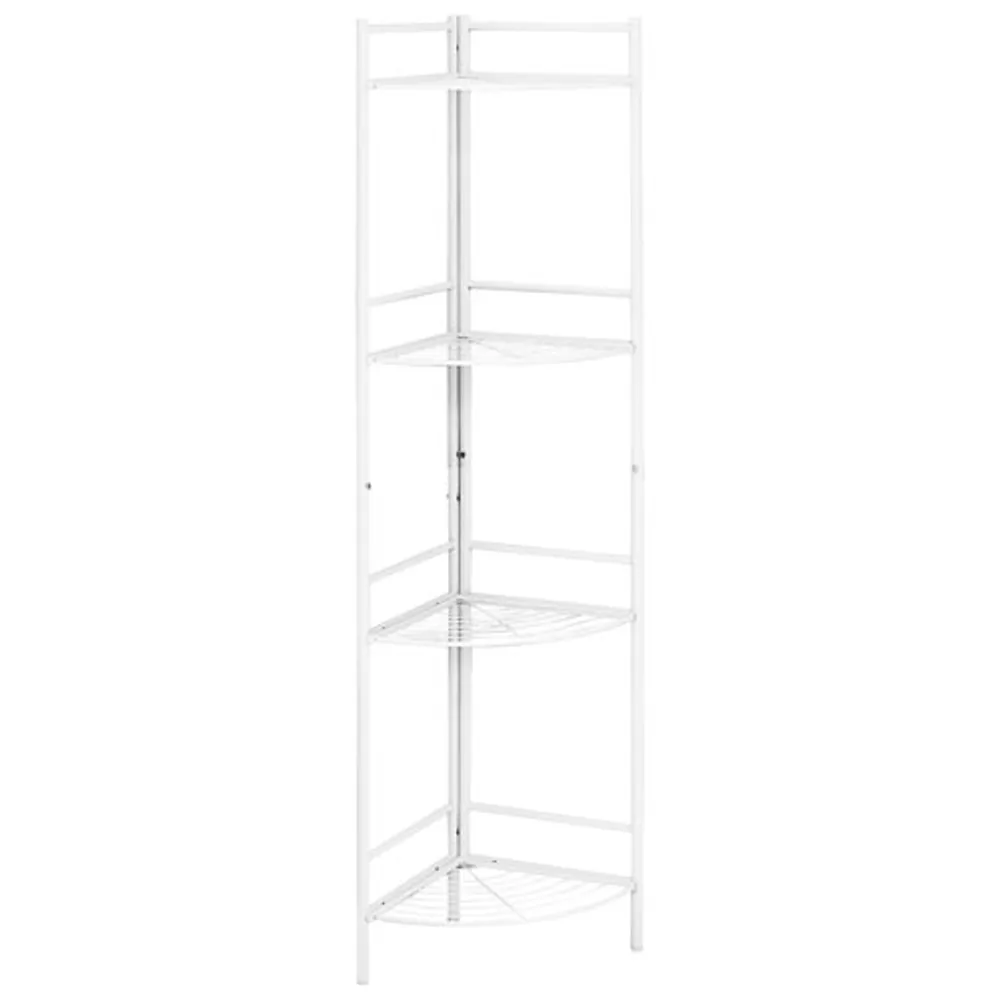 Monarch 58" 4-Shelf Metal Corner Bookcase - White