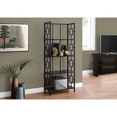 Monarch 62" 4-Shelf Metal Etagere Bookcase - Espresso/Black