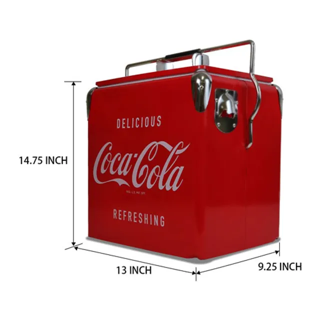 Coca-Cola Heritage 12 Can Portable Mini Fridge 12V DC 110V AC Cooler/Warmer  7.9L (8.3 qt), Personal Travel Fridge, Drinks Snacks Lunch Takeout