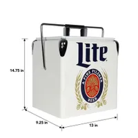 Miller Lite 0.47 Cu. Ft. Ice Chest Cooler (MLVIC-13) - White