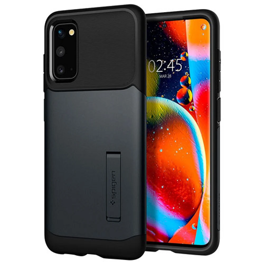 Étui rigide ajusté Slim Armor de Spigen pour Galaxy S20 de Samsung - Ardoise métallique