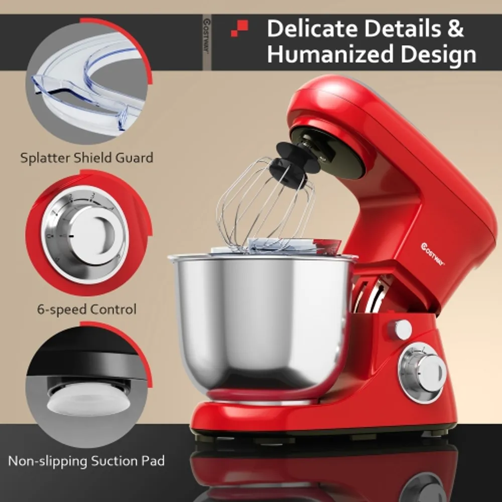 Costway 3 in 1 Multi-functional 800W Stand Mixer Meat Grinder Blender Sausage  Stuffer Red 