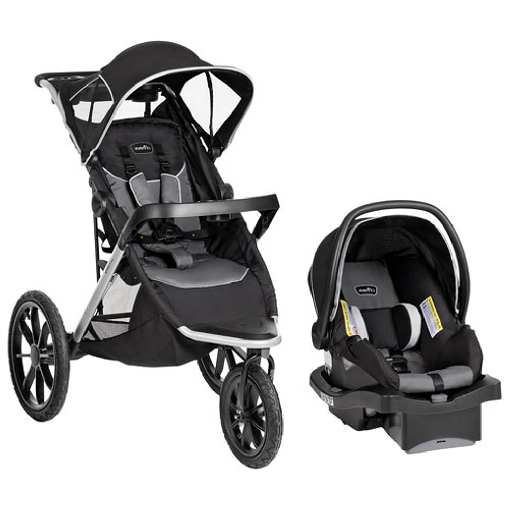 Poussette de jogging Victory Plus d'Evenflo avec siège d'auto pour bébé LiteMax - Noir