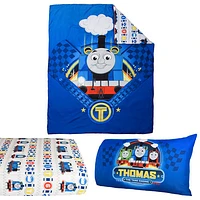 Ensemble de literie 3 pièces pour lit d'enfant Thomas & Friends - Bleu/Thomas et panneaux de trains