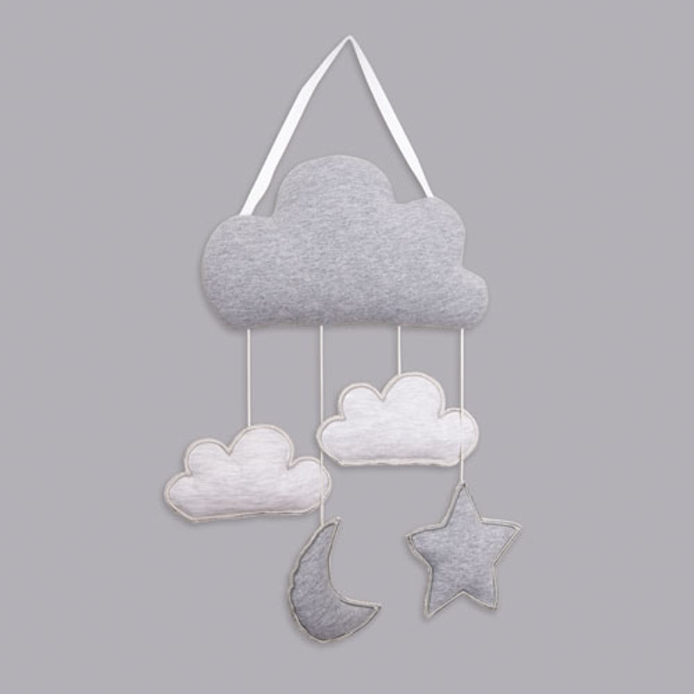 Nemcor Hanging Stars, Moons & Clouds Wall Decor - Grey