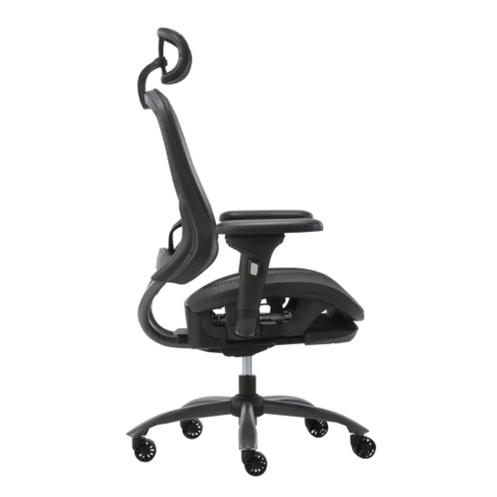 Moustache® Adjustable Mesh Office Chair with Footrest - Black